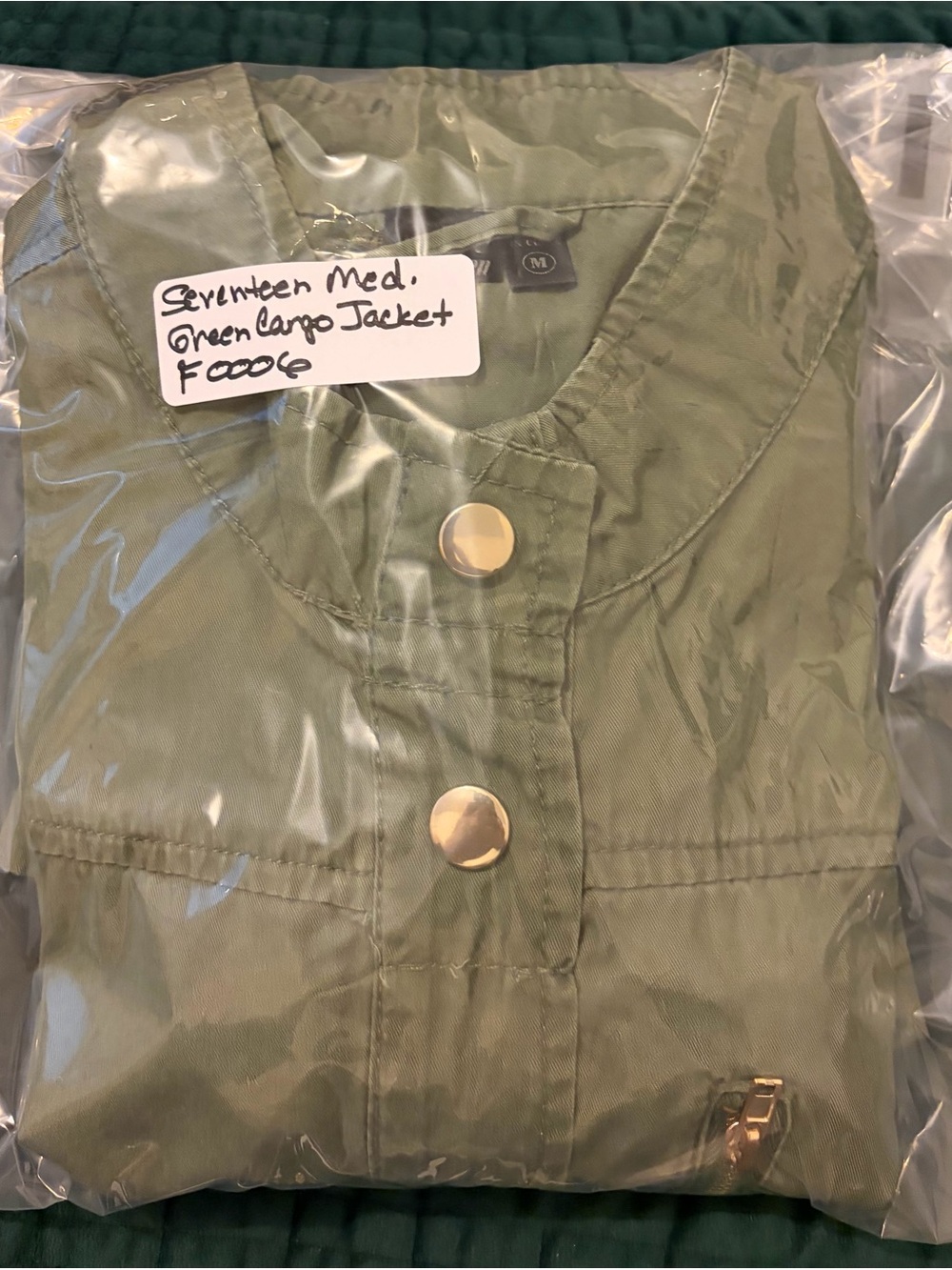 Olive Green Women's Utility Cargo Jacket M Drawstring Waist Military - Picture 5 of 8